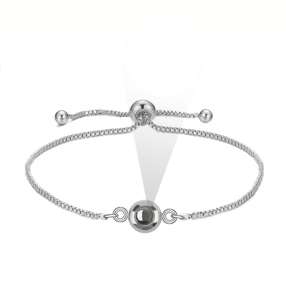 Personalized Adjustable Round Medium Thin Chain Projection Bracelet