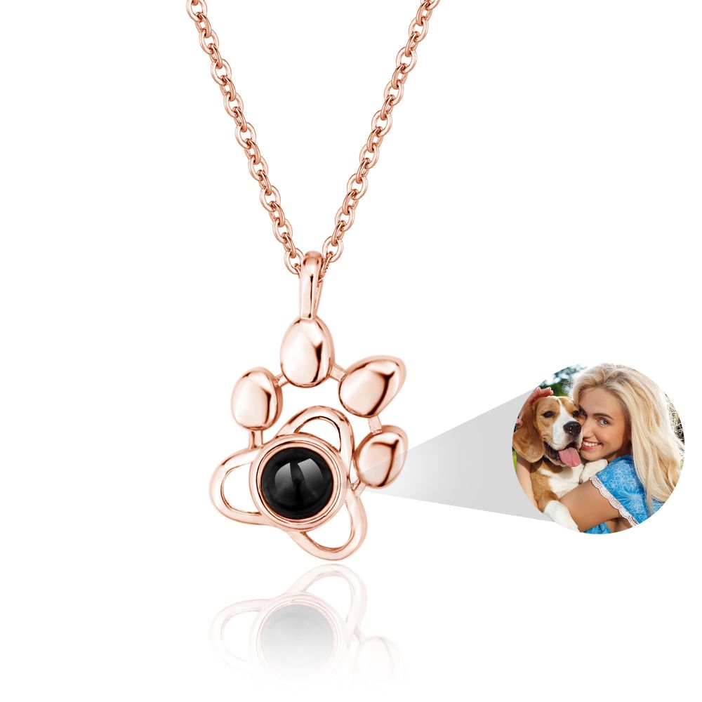 Easycosy Personalized Dog Paw Projection Necklace