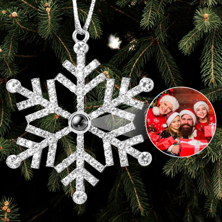 Personalized Photo Projection Snowflake Drop Pendant Ornament For Christmas Tree