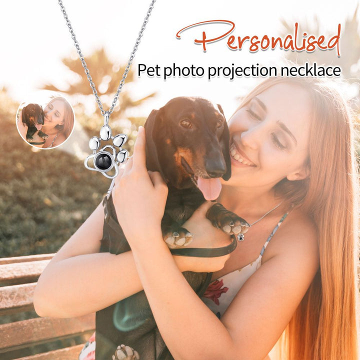 Easycosy Personalized Dog Paw Projection Necklace