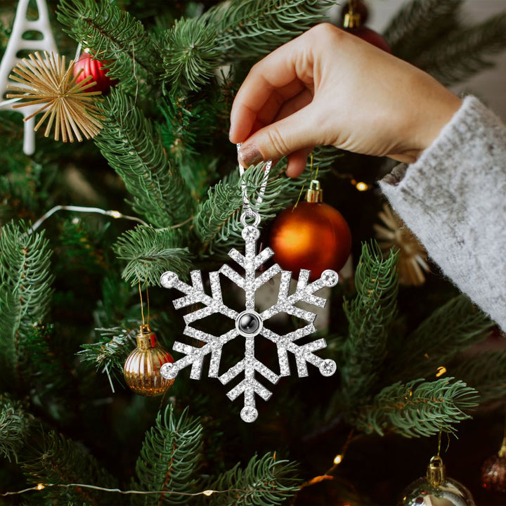 Personalized Photo Projection Snowflake Drop Pendant Ornament For Christmas Tree