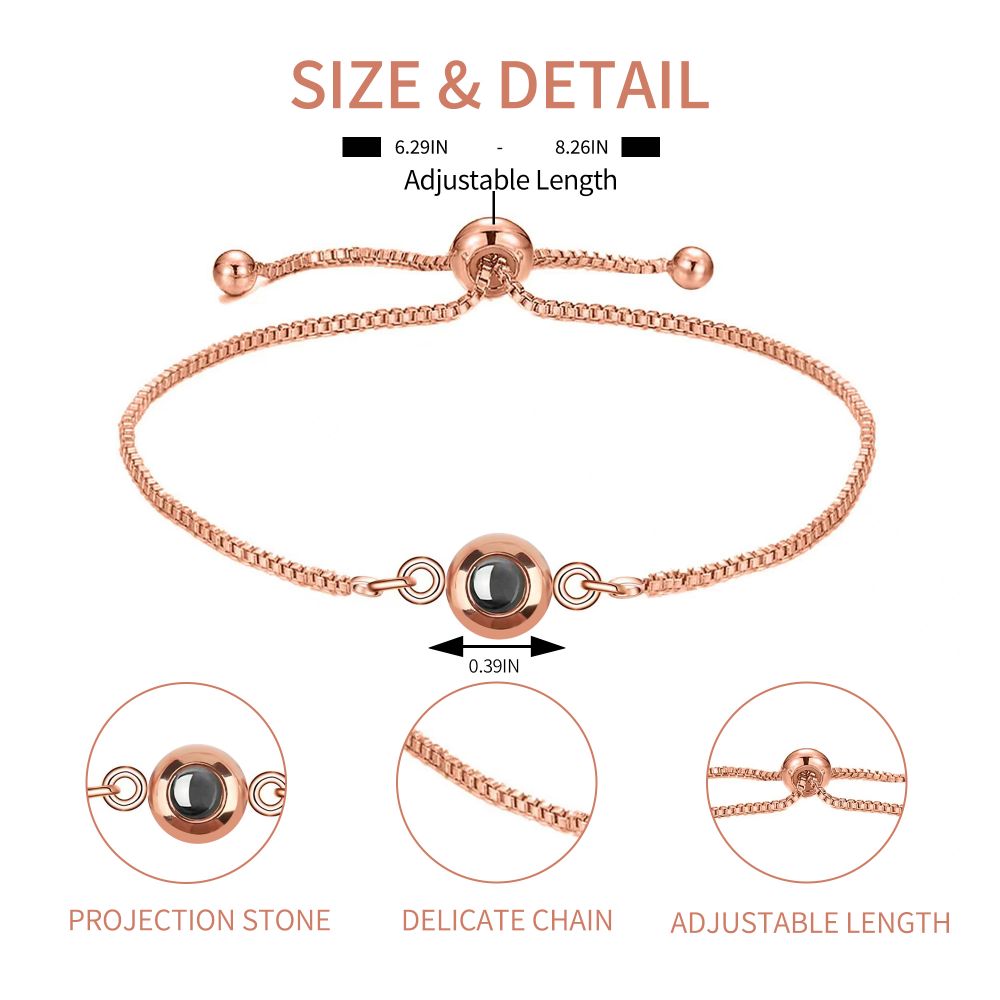 Personalized Adjustable Round Medium Thin Chain Projection Bracelet