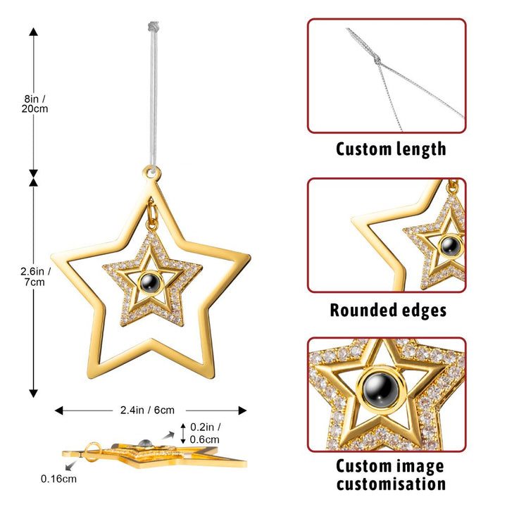 Personalized Photo Projection Star Drop Pendant Ornament For Christmas Tree