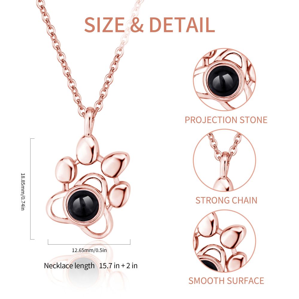 Easycosy Personalized Dog Paw Projection Necklace