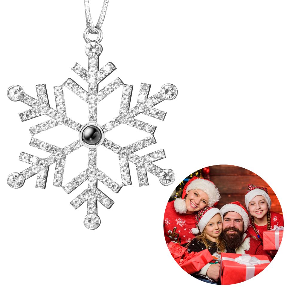 Personalized Photo Projection Snowflake Drop Pendant Ornament For Christmas Tree