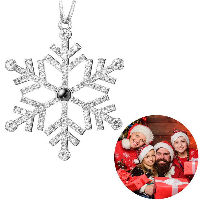 Personalized Photo Projection Snowflake Drop Pendant Ornament For Christmas Tree