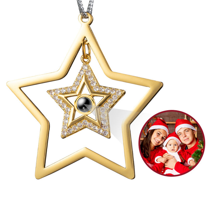 Personalized Photo Projection Star Drop Pendant Ornament For Christmas Tree