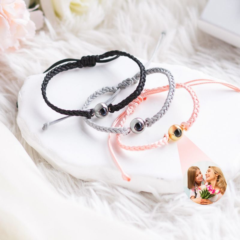 Customized Personalized Photo Braid Bracelet With Wide Brim