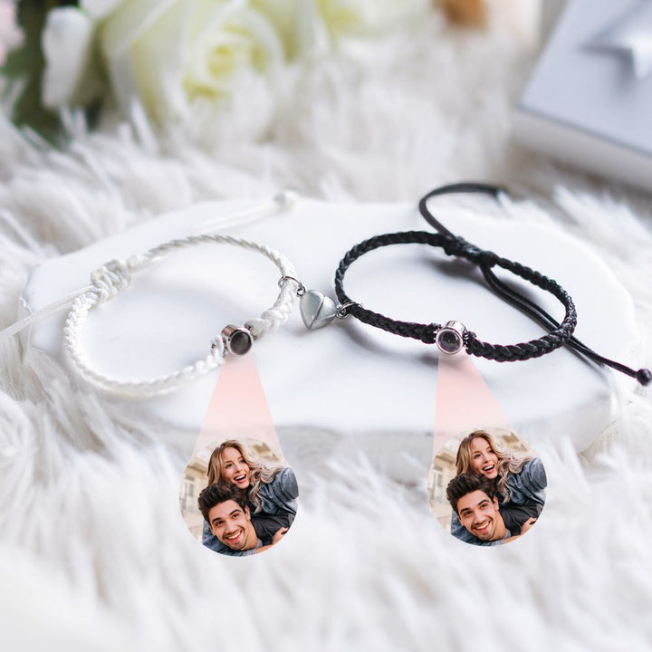 Customized Personalized Heart Magnet Photo Bracelet Sets